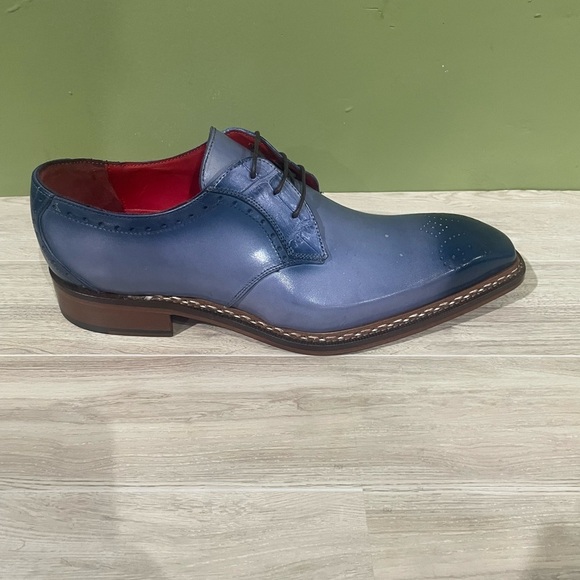 Fennix Italy Elegant Blue Leather calf/gator Men's Dress Shoes oxford - Picture 2 of 5